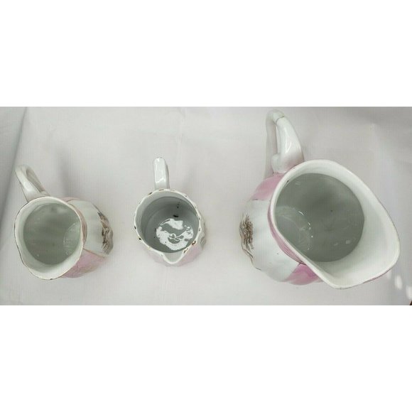 Vintage Pink White Courting Madame Pitcher Set Made In Germany - Picture 10 of 10
